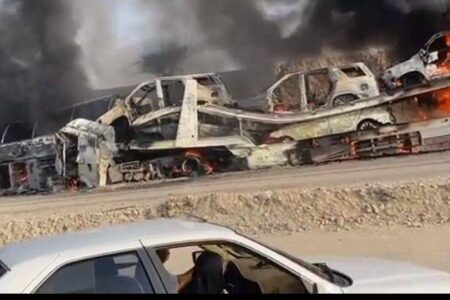 تصادف اتوبوس با دو دستگاه تریلی در جاده کهورستان